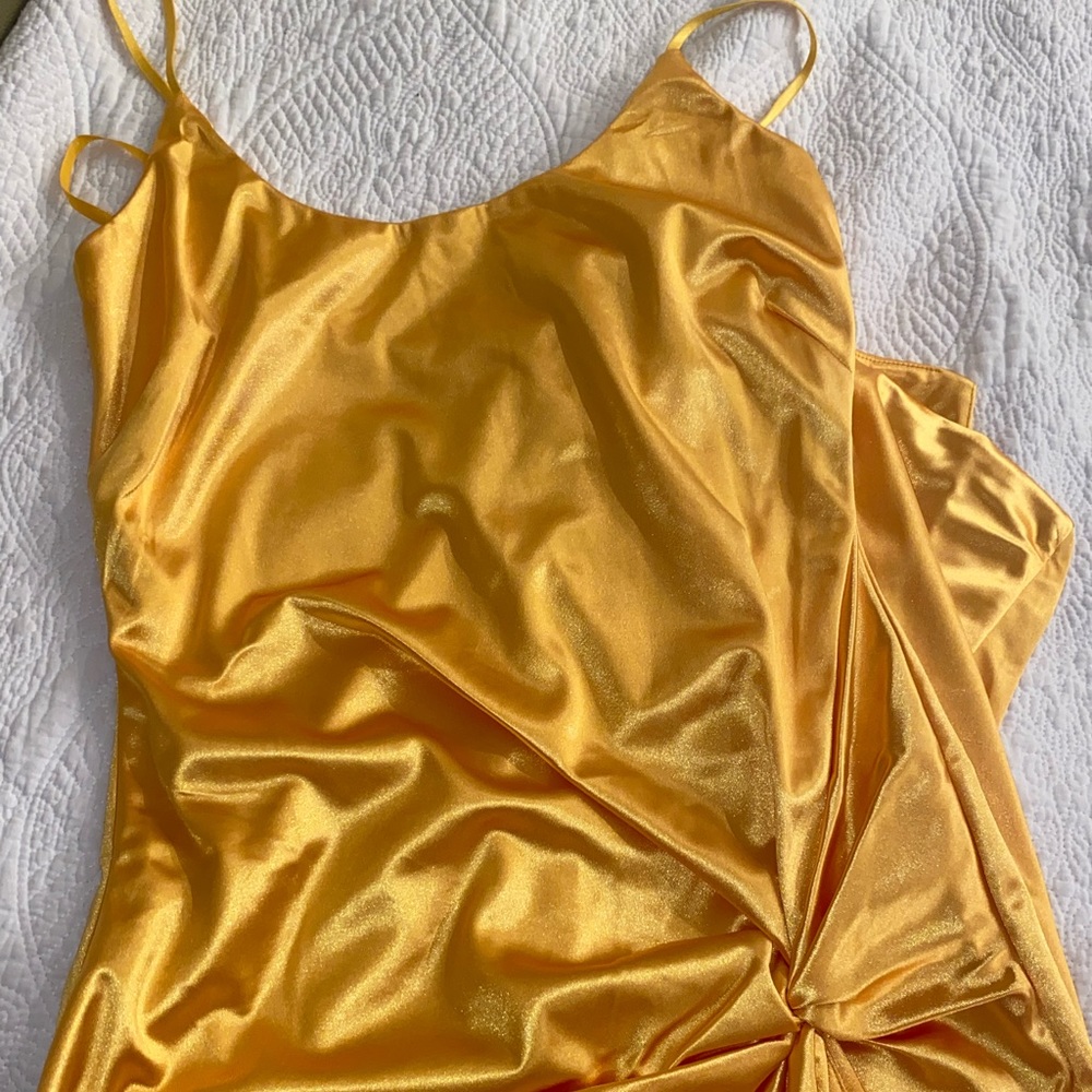 JLUXLABEL Gold Satin Dress!